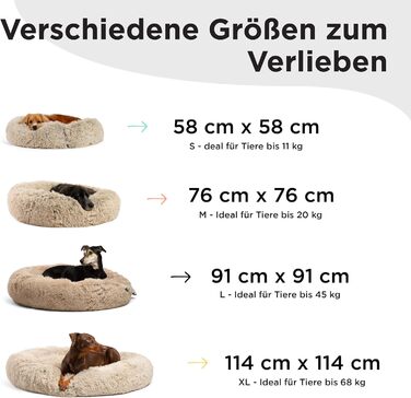 Круглий лежак для котів та собак Best Friends by Sheri - заспокійливий, машинного прання, бежевий, 58x58 см