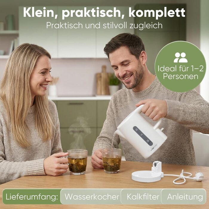 Електричний чайник Clatronic WK 3834 білий: 1л, 900W, BPA Free, захист від перегріву