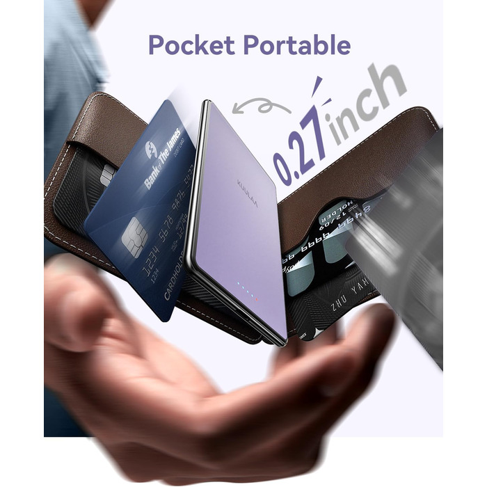 PowerBank Kuulaa Ultra Slim 5000 mAh з MagSafe, Type-C 20W, Швидка зарядка, 7.2 мм, для iPhone 16/15/14/13/12 (фіолетовий)