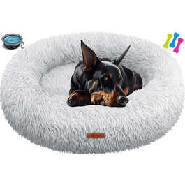 Кругле ліжко для собак та котів Lovpet® Bagel з мискою та іграшками, 120 см, світло-сірий