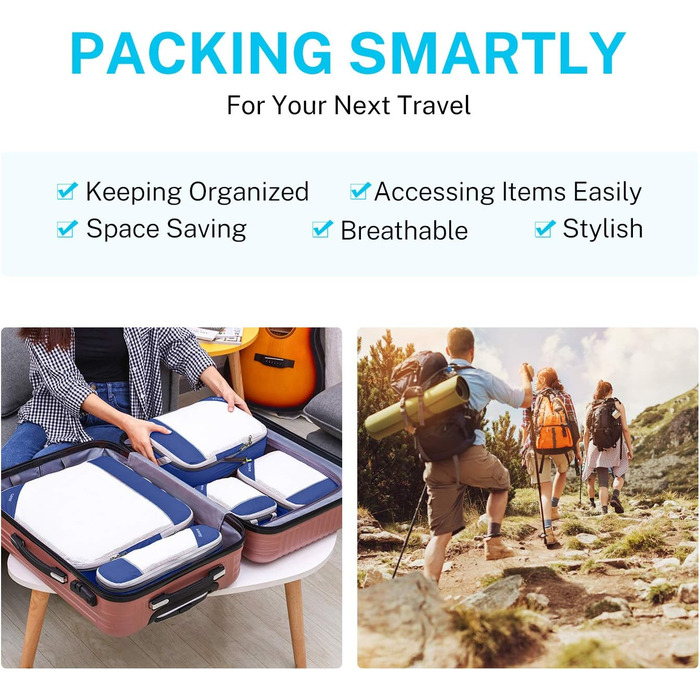 Органайзер для валізи Gonex (6 шт.) - набір кубів для пакування, зелений