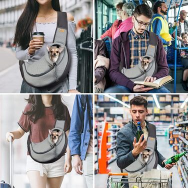 Сумка-кенгуру для собак та котів Cuby Hautier, сіра, L: безпечна, з регульованим ременем та застібкою