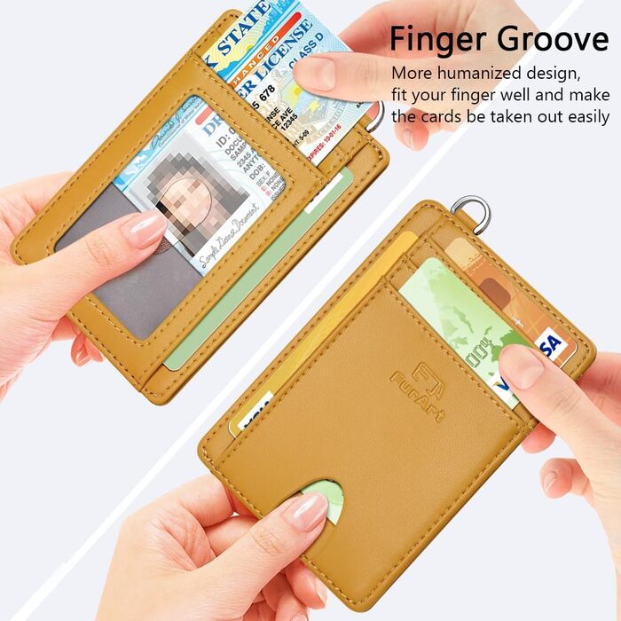 FurArt: RFID-захищене картхолдер/портмоне для кредитних карток, чорний (S, жовтий)