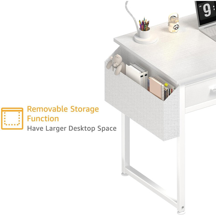 Fabric Drawer Computer Desk for Home Office & Bedroom - Small Gaming Desk with 2 Drawers | PC Desk, 39.4