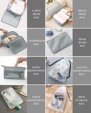 Набір органайзерів для валізи 18 шт, водонепроникні Packing Cubes, сірий - багатофункціональні тревел-органайзери для подорожей з чохлами для одягу