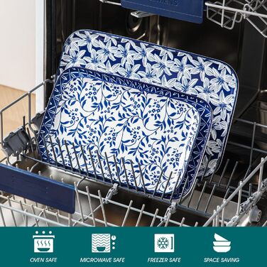 Набір сервіровочних тарілок Vancasso SELENE (3 шт.) - блакитно-білий сервіз для закусок, буфетів та святкового столу