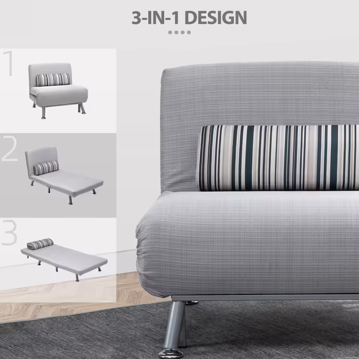 HOMCOM Folding Bed, Sleeper Chair & Guest Bed, Foldable Sofa Bed, Metal, Grey, 75x70x75cm | Aosom