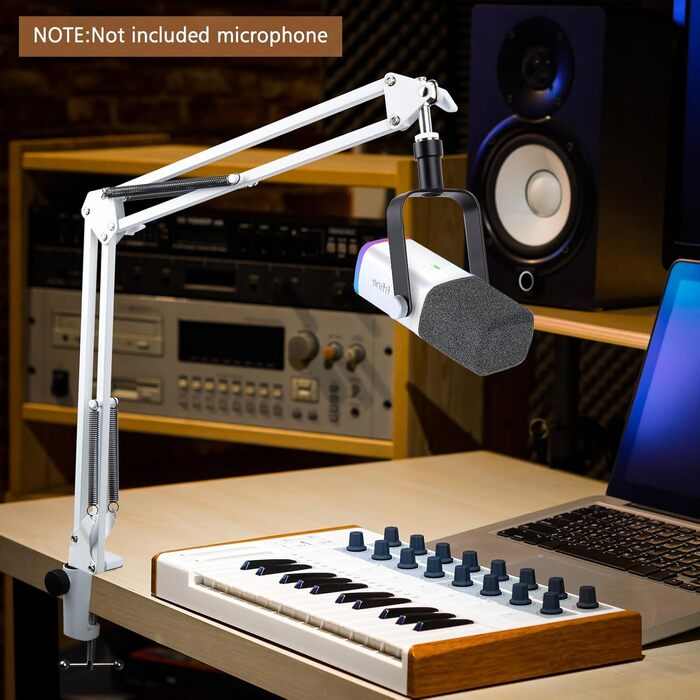 Підставка для мікрофона SUNMON для Fifine AM8, K688 PodMic, HyperX QuadCast, Blue Yeti, Shur MV7 – білий мікрофонний стійка