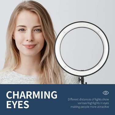 NEEWER Ringlicht RP20-B 20 дюймів LED кільцеве світло з триподом та тримачем для телефону, 44 Вт, 3200K-5600K, з акумулятором, USB, для макіяжу, татуювань, вій, YouTube, TikTok, відеозйомки
