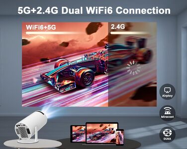 Mini проєктор Beamer 4K Android 11 Smart, електричний фокус, 5G WiFi 6, BT 5.0, Full HD 1080P, 260ANSI, автоматичне виправлення трапецеїдальних спотворень, 5W динамік