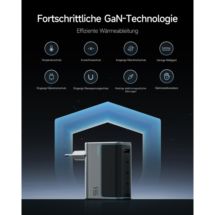 Зарядний пристрій CUKTECH 140W USB-C з кабелем, PD Fast Charger 4-port для ноутбука, MacBook, iPad, Samsung Galaxy, iPhone, Steam Deck