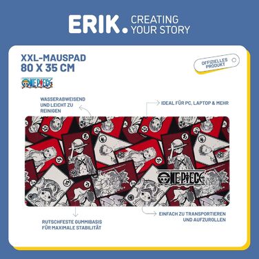 Килимок для миші геймерський XXL Grupo Erik One Piece - аніме, манга, водовідштовхувальний, антиковзкий, великий для столу