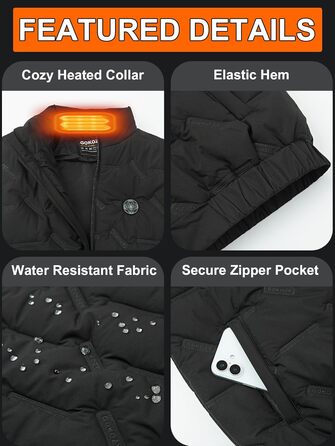 Обогреваемая жилетка Gokozy для мужчин с Powerbank 20000 mAh, 15 зон обігріву, для катання на велосипеді, риболовлі, лижного спорту, чорного кольору