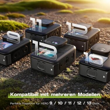 Зарядний пристрій для GoPro Hero 13 Black — 3-канальний заряд для акумуляторів з швидкою зарядкою, USB-C кабель. Сумісний з GoPro Hero 13 Black, оригінальний акумулятор (без акумулятора). Для Hero 9-13