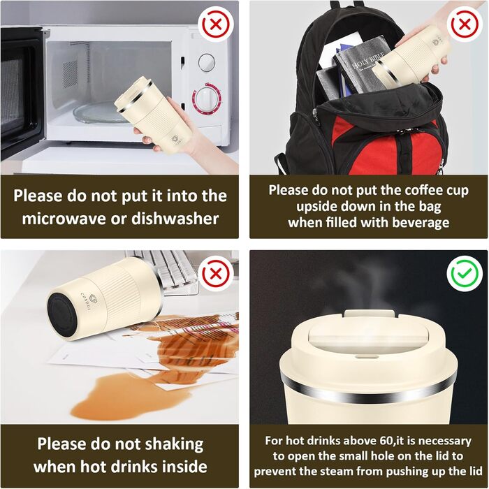 Термокружка CS COSDDI з нержавіючої сталі, 380 мл, для кави, води та чаю, з кришкою, подвійні стінки, ізольована, 1 шт.