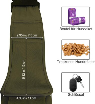 Сумка-переноска для собак PetLoft Tragetuch, реверсивна, для маленьких собак, регульована, з отвором для кріплення нашийника, для собак/кішок/кроликів (Хакі)