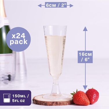 48 келихів для шампанського Matana Premium з пластику, 150 мл - кришталево-прозорі, стабільні, без BPA, багаторазові - пластикові келихи для шампанського, ідеальні для вечірок, свят, весілля та Нового року
