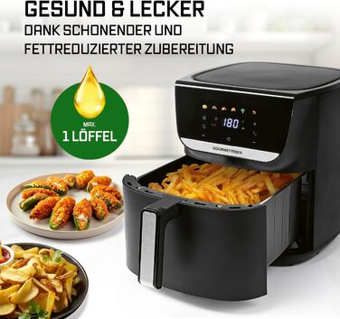 Фритюрниця готує без олії Gourmetmaxx AirGenius 7.5L з 7 програмами та LED-дисплеєм | Міні-піч для смаження без жиру до 7 осіб