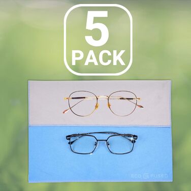 Серветки для чищення з мікрофібри Eco-Fused (5 шт.) - двосторонні - для смартфонів, LCD-телевізорів, планшетів, екранів ноутбуків та об'єктивів камер (30 x 30 см, блакитні)