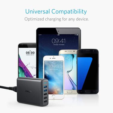 Зарядний пристрій Anker PowerPort Speed 5 63W 5 портів USB з Quick Charge 3.0 та Power IQ для Samsung, iPhone, iPad
