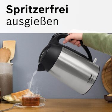 Електричний чайник Bosch DesignLine TWK3P424, 1.7 л, червоний, з нержавіючої сталі, бездротовий, з індикатором рівня води та захистом від перегріву