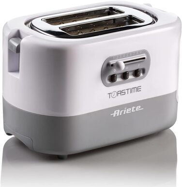 Тостер Ariete 159 Toastime з 2-ма відділеннями, з пружинним захватом, розморожування та підігріву, 700 Вт, нержавіюча сталь, білий
