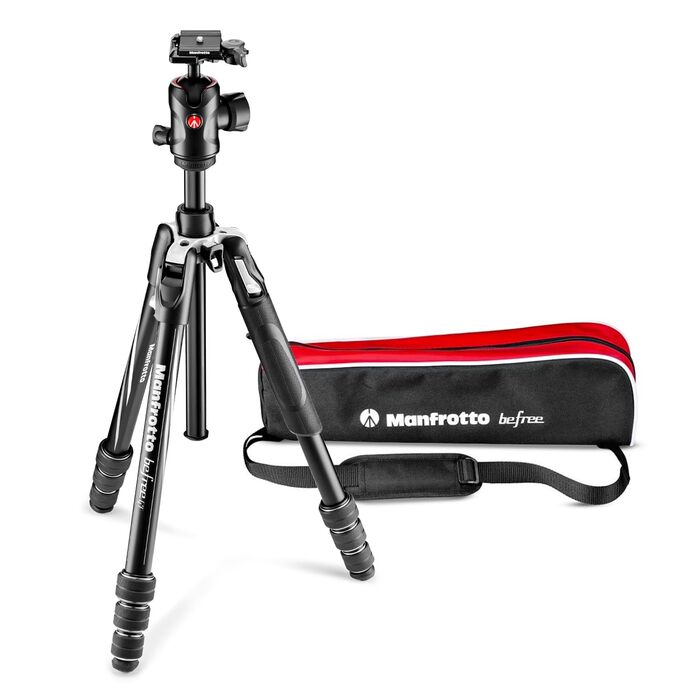 Компактний дорожній штатив Manfrotto Befree Advanced з кулястою головкою та важелем блокування, алюміній, для DSLR та бездзеркальних камер (GT Twist Black)