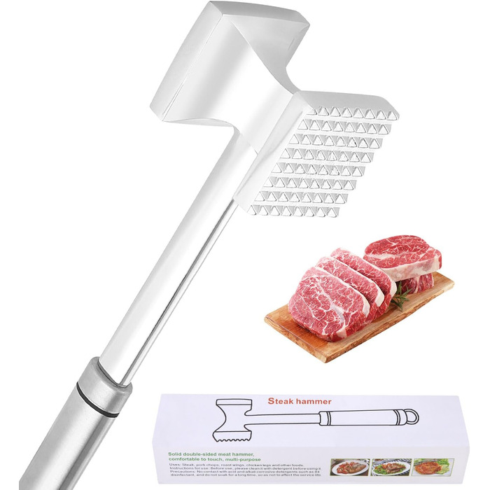 Fleischhmmer Bixury 27 см з нержавіючої сталі: подвійний м'ясорубка для кухні, ідеальний для шніцелів, котлет та стейків