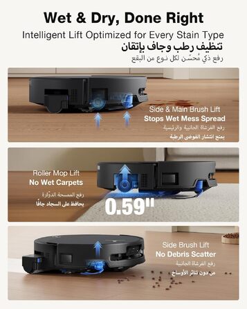Робот-пилосос з функцією вологого прибирання ECOVACS T90 PRO Omni, 30 000 Па, PowerBoost, матовий чорний