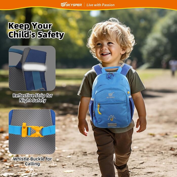 Дитячий рюкзак SKYSPER 8L для хлопчиків та дівчаток, рюкзак для прогулянок, повсякденного використання, з нагрудним ременем, подарунок, блакитний