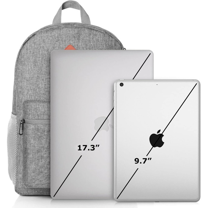 Рюкзак YAMTION 17.3 дюйми (44 см) для чоловіків та жінок, шкільний/університетський, з USB-портом для зарядки, сірий