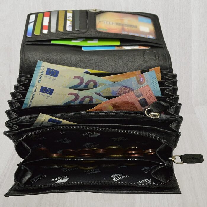 Robust buffalo leather restaurant wallet/billfold with RFID protection and magnetic closure