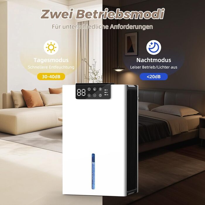 Електричний осушувач повітря 12L/день з цифровим дисплеєм вологості, тихий, з автоматичним розморожуванням, режим сну, проти вологи та плісняви, для спальні та ванної кімнати