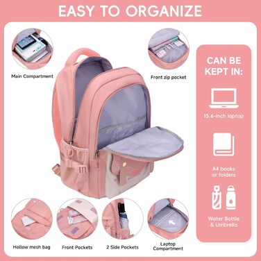 Шкільний рюкзак для дівчаток-підлітків, 2025, великий, для гімназії, старшої школи, 30L (рожевий)