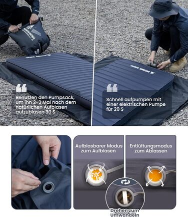 Надувний матрац OneTigris Dreamstar самонадувний (70x198 см) сірий для кемпінгу, подорожей та автомобіля