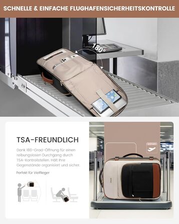 LOVEVOOK Рюкзак для ручної поклажі, 40L, для жінок з відділенням для 17-дюймового ноутбука, водонепроникний, для подорожей, роботи, бізнесу, Weekender, хакі (чорний-бежевий-коричневий)