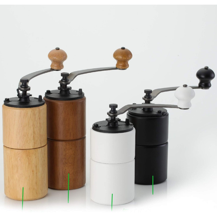 Ручна кавомолка Akirakoki з дерева та чавуну, велика ємність, регульована ступінь помолу, для подорожей та кемпінгу (коричневе дерево)