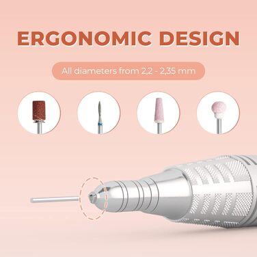 JCMaster TouchPro+ Nagelfräser: Професійний електричний фрезер для нігтів з регулюванням швидкості та сенсорним керуванням, 35000 об/хв, комплект з 4 фрезерами, для гель та акрил, нігті, догляд за ногами