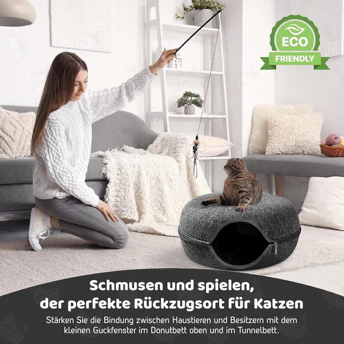 PAWSAGE® Бункер для котів з фетру, XL, 60*60*28 см, лежанка для котів, міцний фетр