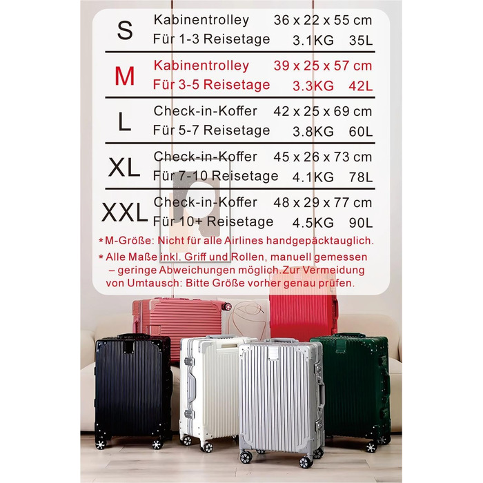 Чемодан ручної об'єм 55 см з алюмінієвим каркасом та полікарбонатом Yuweijie, 35L, 4 колеса, TSA-замок, срібний