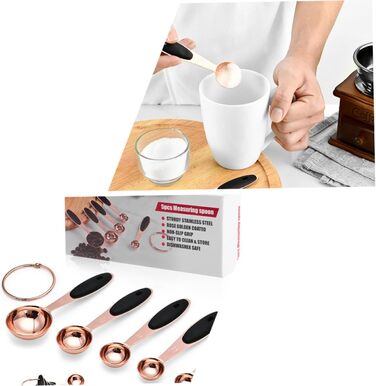 2-piece measuring spoons in rose gold measuring cup, kitchen baking utensils, stainless steel, stainless steel spoons, cocktail spoons, baking molds, stainless steel kitchen accessories, rose gold, stainless steel.