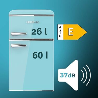 Холодильник Cecotec Bolero CoolMarket 2D Origin 86 Blue 86л, ретро, клас E, синій