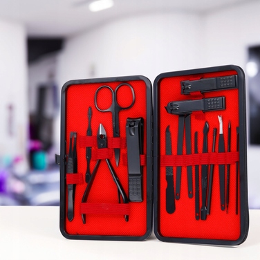 Набір для манікюру 16 предметів з футляром: кусачки, ножиці, пилки та аксесуари