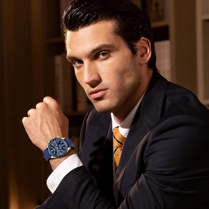 Годинник чоловічий BENYAR з коричневим шкіряним ремінцем, кварцовий хронограф, дата, календар, водостійкий, спортивний, з блакитним циферблатом (золотий корпус)