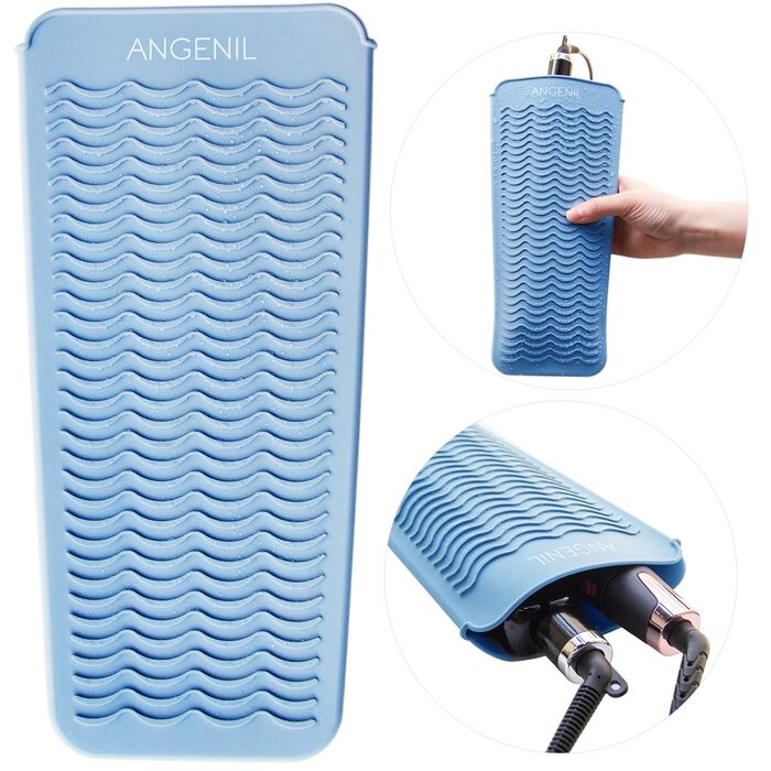 Випрямляч для волосся ANGENIL Pro Twist 2-в-1 (праска та щипці), кераміка, 130-230°C, блакитний + силіконовий килимок
