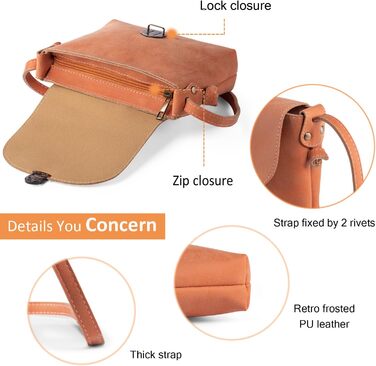 Сумка жіноча через плече Kleine Umhängetasche, екошкіра, помаранчева - компактна кросбоді для дівчат з замком