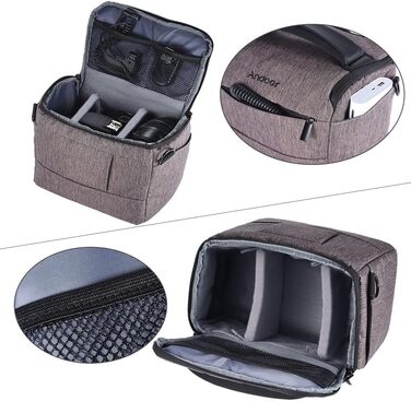 Сумка для камери Andoer: для Canon, Nikon, Sony, Fujifilm, Olympus, Panasonic (1 камера + 2 об'єктиви + аксесуари)