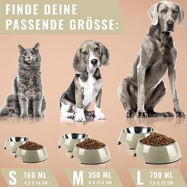 Набір мисок для собак та котів ne&no® Futternapf (2 шт.) середнього розміру (350 мл) | Нековзні миски для собак та котів | Миска для собак (M, Taupe)