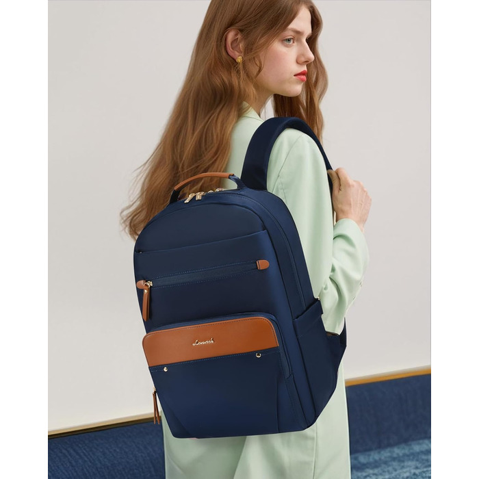 LOVEVOOK Рюкзак для ноутбука, жіночий, 15.6 дюймів, водонепроникний, для роботи, навчання, подорожей, темно-синій