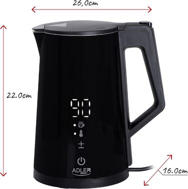 Електричний чайник Adler AD 1372, 0.6L – компактний, чорний, для кухні, швидкий нагрів, для чаю/кави